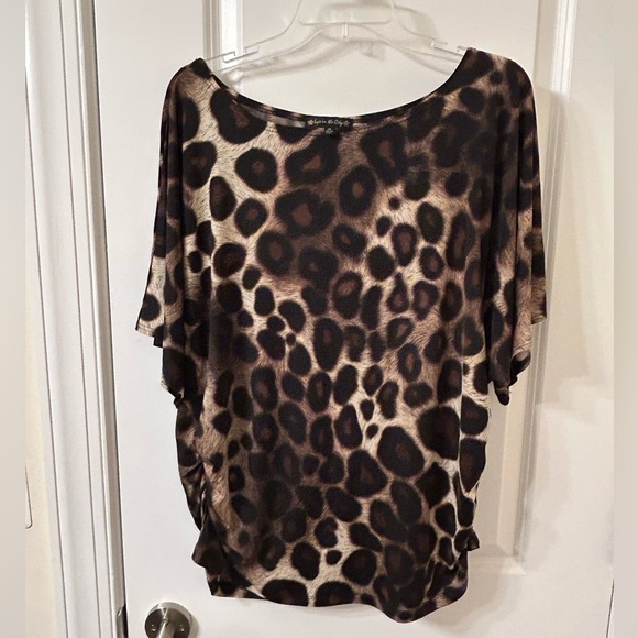 Suzie In The City Brown and Black Dolman Sleeve Blouse - Picture 1 of 4